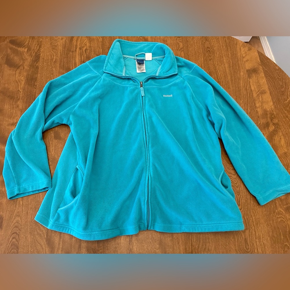 Reebok Zip Up Fleece Womens XXL 2XL Teal Full Zip Up Jacket